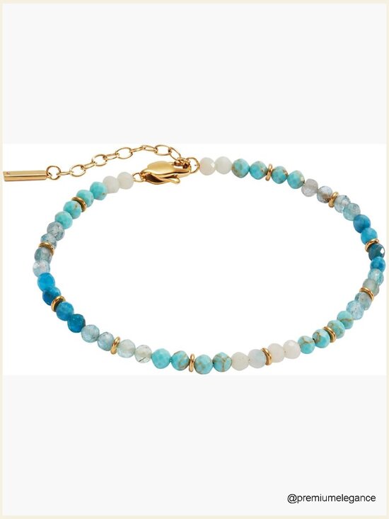 Jewelry - Turquoise Ombre Beaded Anklet with Gold Finish